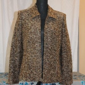 Sag Harbor Brown Knit Jacket Lined Long Sleeve